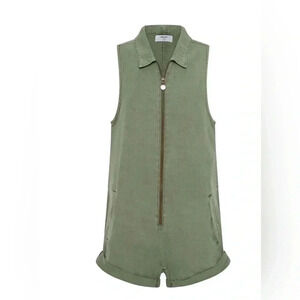 One Teaspoon $189‎ GREEN KHAKI MINI BRAXTON OVERALLS ROMPER Edgy Rock n Roll